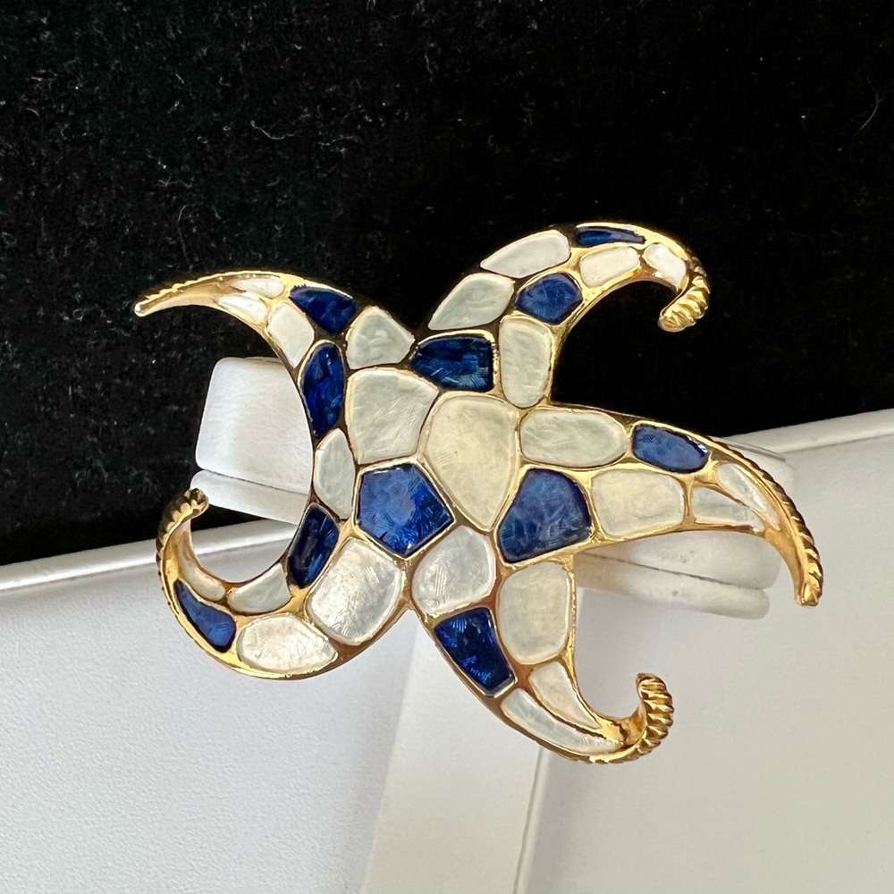 Vintage Boucher Signed Enamel Starfish Brooch - Picture 7 of 8